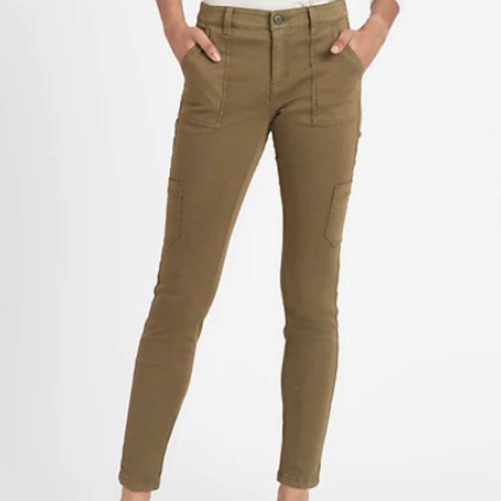 BANANA REPUBLIC Women's Skinny Cargo Stretch Chino Pants, Olive Green, 6, NWT!